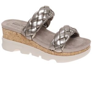 NEW Braided Strap Wedge Sandal in Pewter by Pierre Dumas